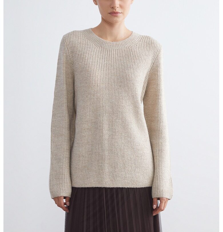 Пуловер с овално деколте - Светлобежов меланж LC WAIKIKI