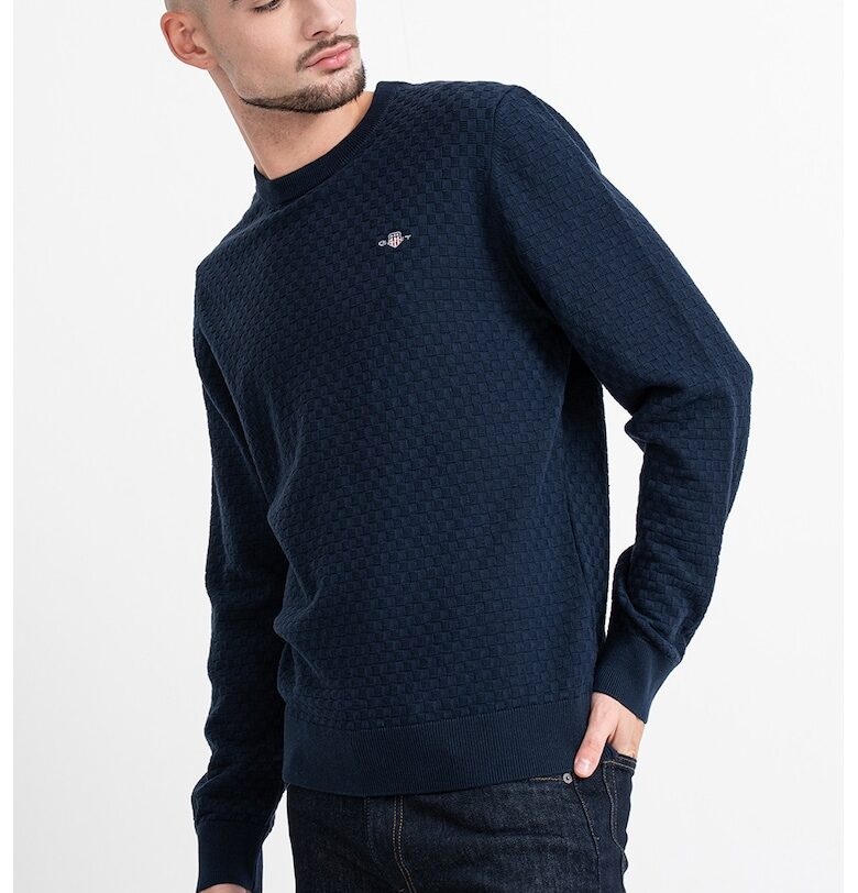 Пуловер с органичен памук - Тъмносин Gant