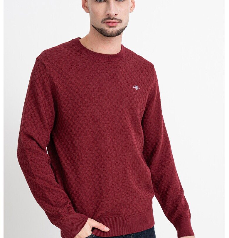Пуловер с органичен памук - Тъмночервен Gant
