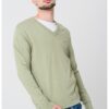 Пуловер с органичен памук и кашмир - Зелени аспержи Tommy Hilfiger