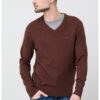 Пуловер с органичен памук и кашмир - Тъмнокафяв Tommy Hilfiger