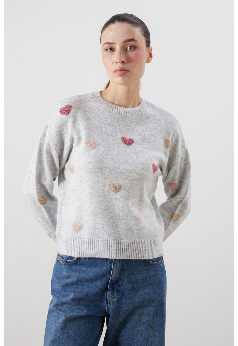 Пуловер с паднали ръкави - Светлосив меланж LC WAIKIKI