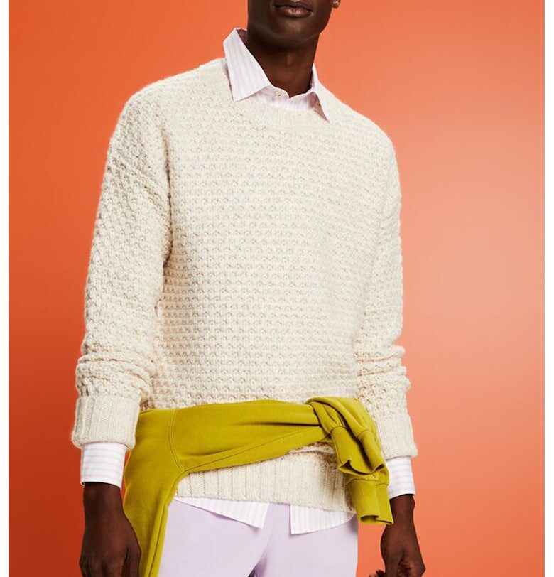 Пуловер с паднали ръкави - Светло бежово Esprit