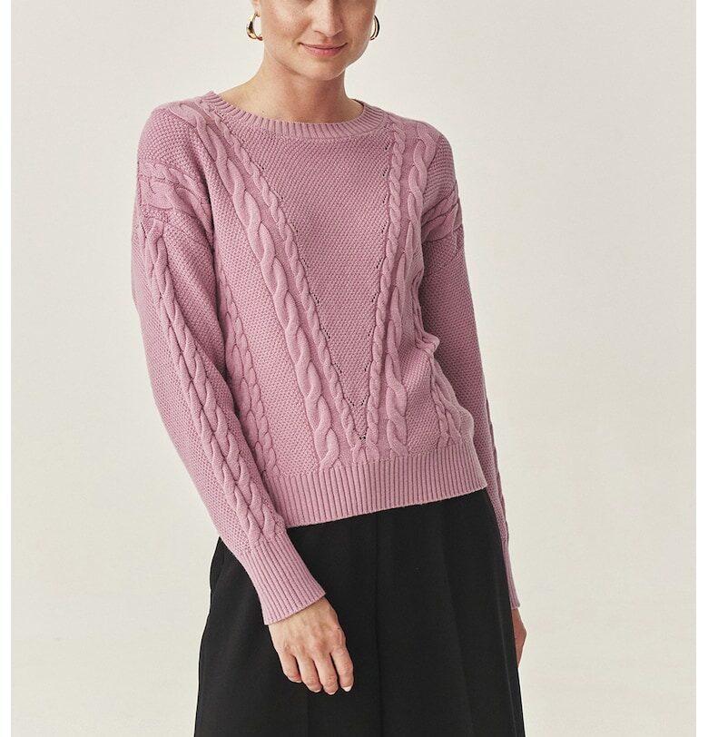 Пуловер с плетка осморка - Пастелнорозов Tatuum