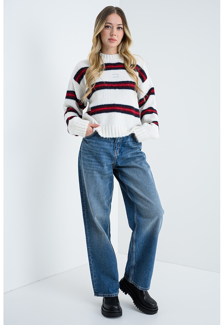 Пуловер с райе - Червен/Бял Tommy Jeans