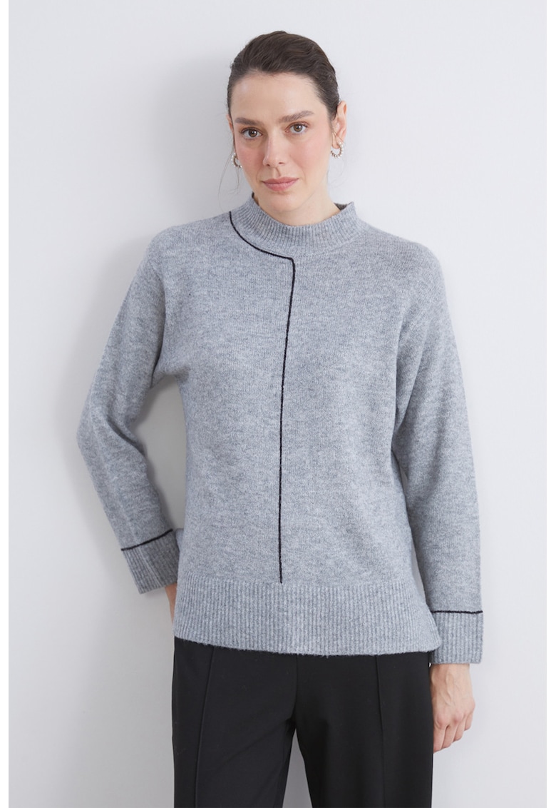 Пуловер с цепки встрани - Сив меланж LC WAIKIKI
