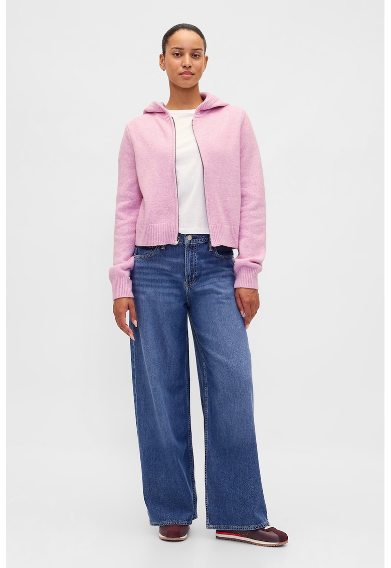 Пуловер с цип и качулка - Пастелнорозов GAP