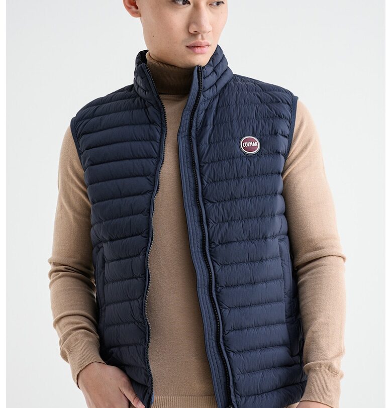 Пухен елек с миди яка - Тъмносин Colmar