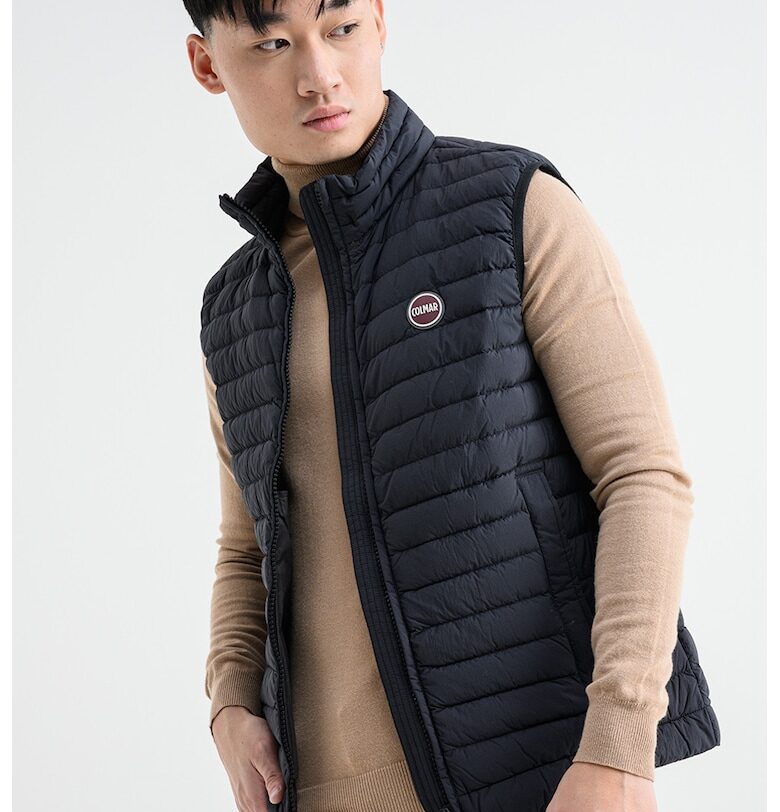 Пухен елек с миди яка - Черен Colmar