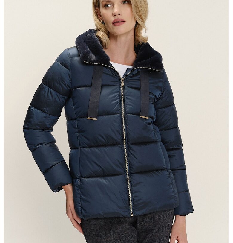 Пухено зимно яке с подплата от еко пух - Тъмносин GreenPoint