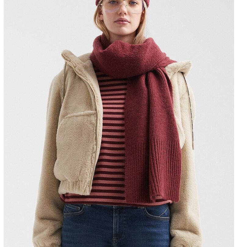 Пухено късо яке с качулка - Светлокафяв QS