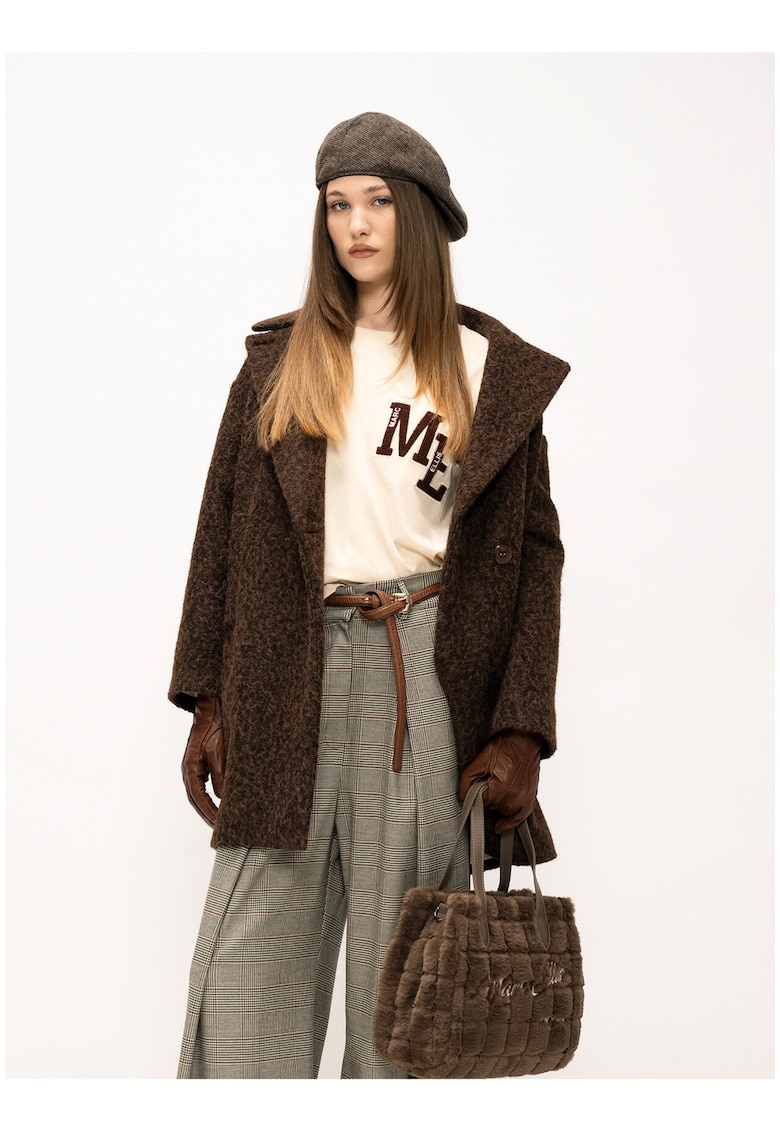 Пухено палто Valoria с кочпета - Кафяв Marc Ellis