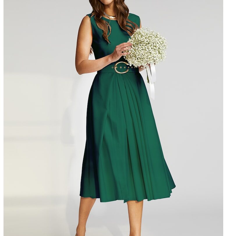 Разкроена миди рокля Vienna с колан Alina Cernatescu