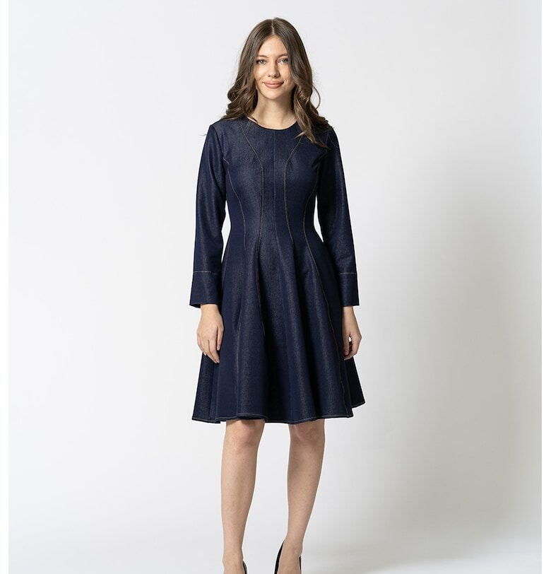 Разкроена миди рокля с 3/4 ръкави Hermosa