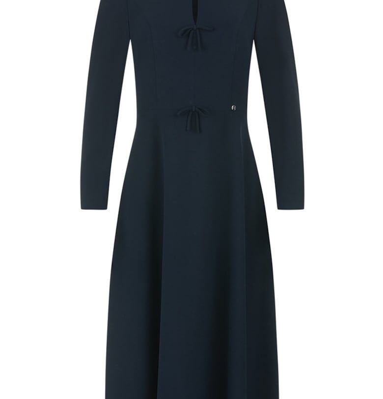 Разкроена миди рокля с декоративни панделки DiKa