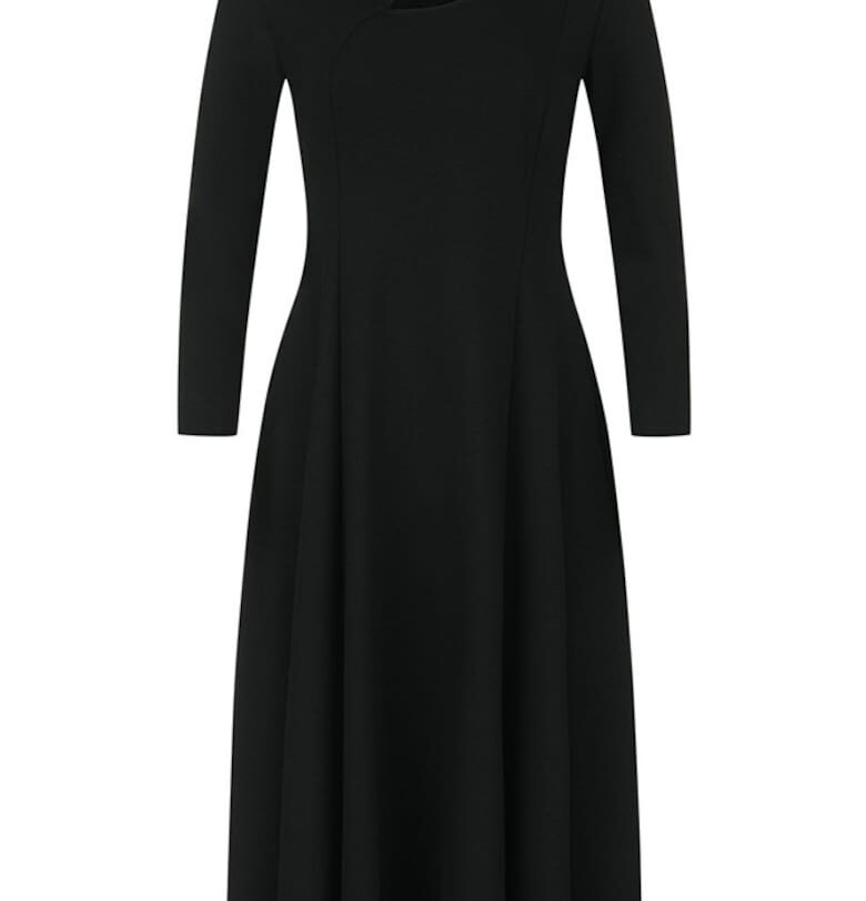 Разкроена миди рокля с дълъг ръкав DiKa