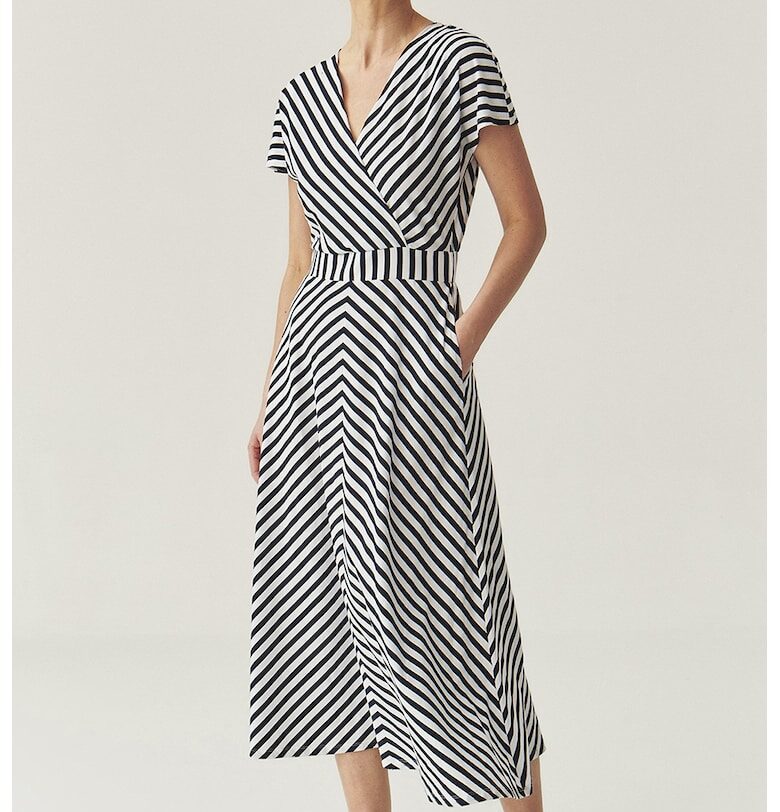 Разкроена миди рокля с модал с шпиц и райе Tatuum