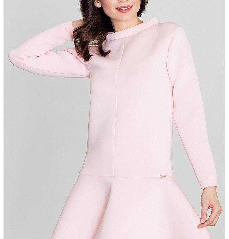 Разкроена мини рокля  дълги ръкави - 100% полиестер - удобна - елегантна Lenitif