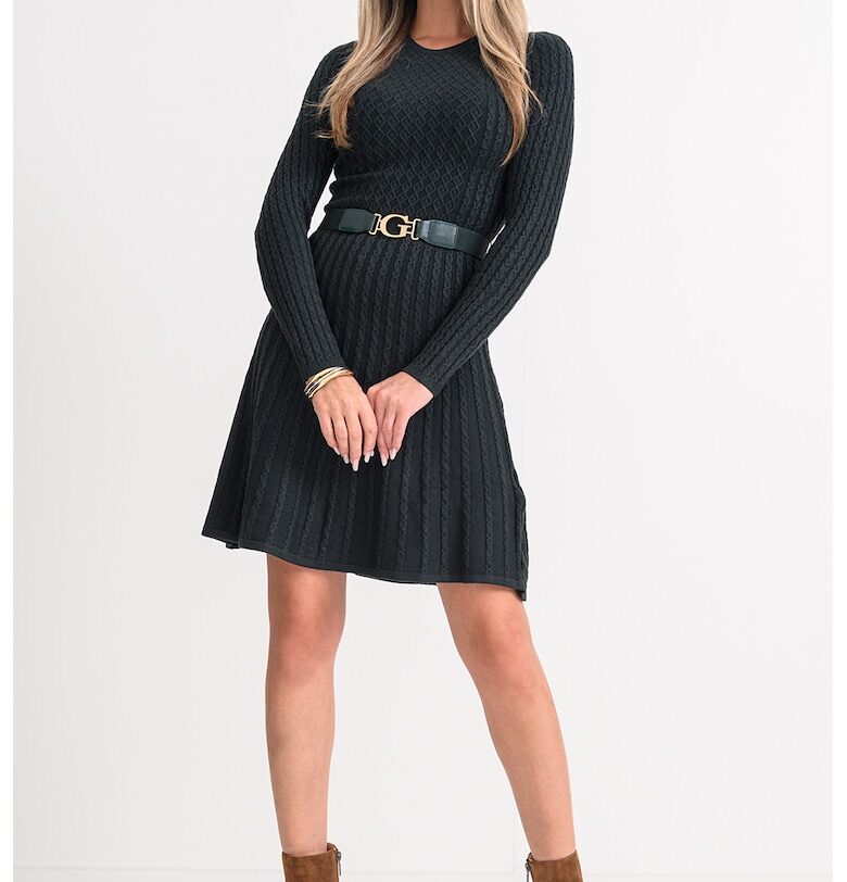 Разкроена плетена рокля с колан GUESS