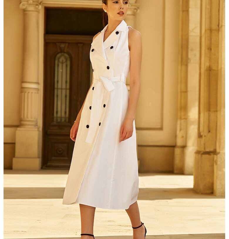 Разкроена рокля без ръкави - с двуредно закопчаване AVENUE No29