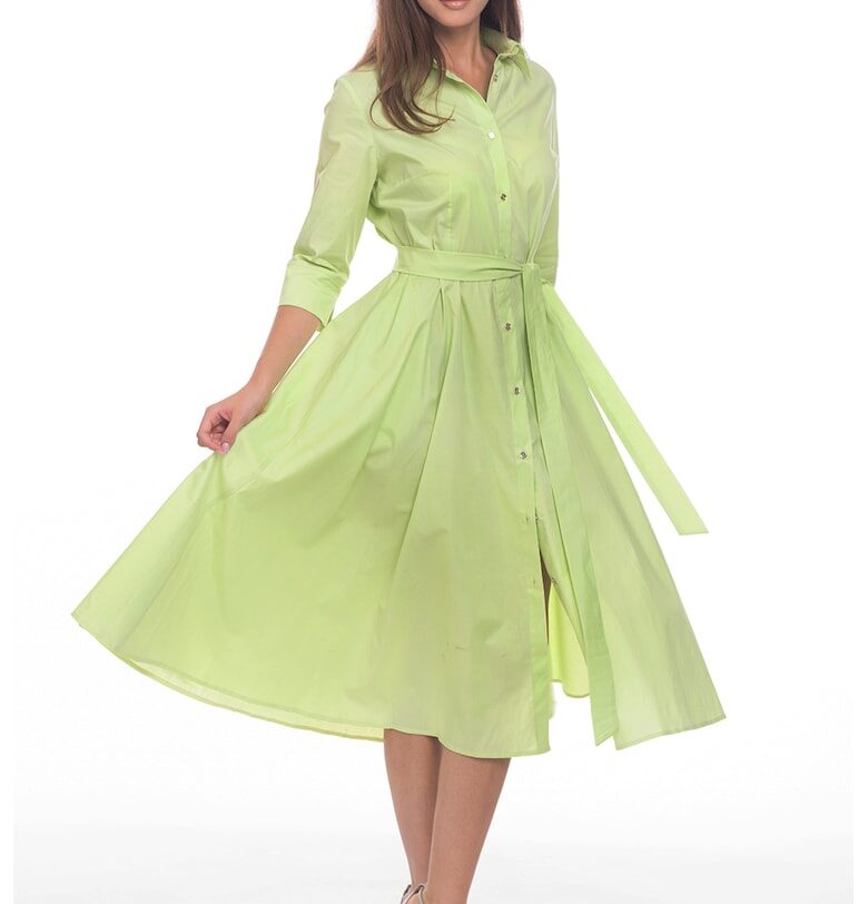 Разкроена рокля-риза с колан CAMISSI