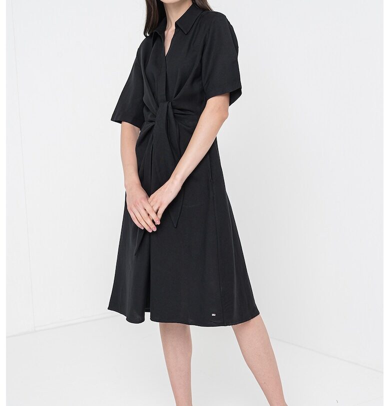 Разкроена рокля-риза с лен Tommy Hilfiger