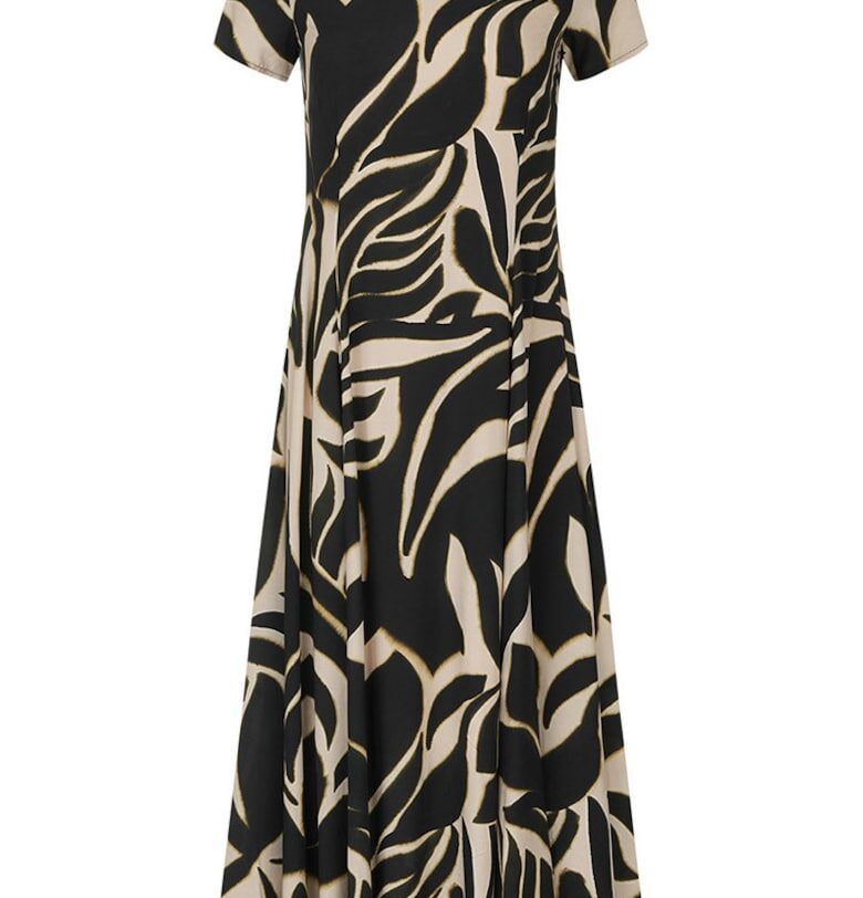 Разкроена рокля с абстрактен принт DiKa