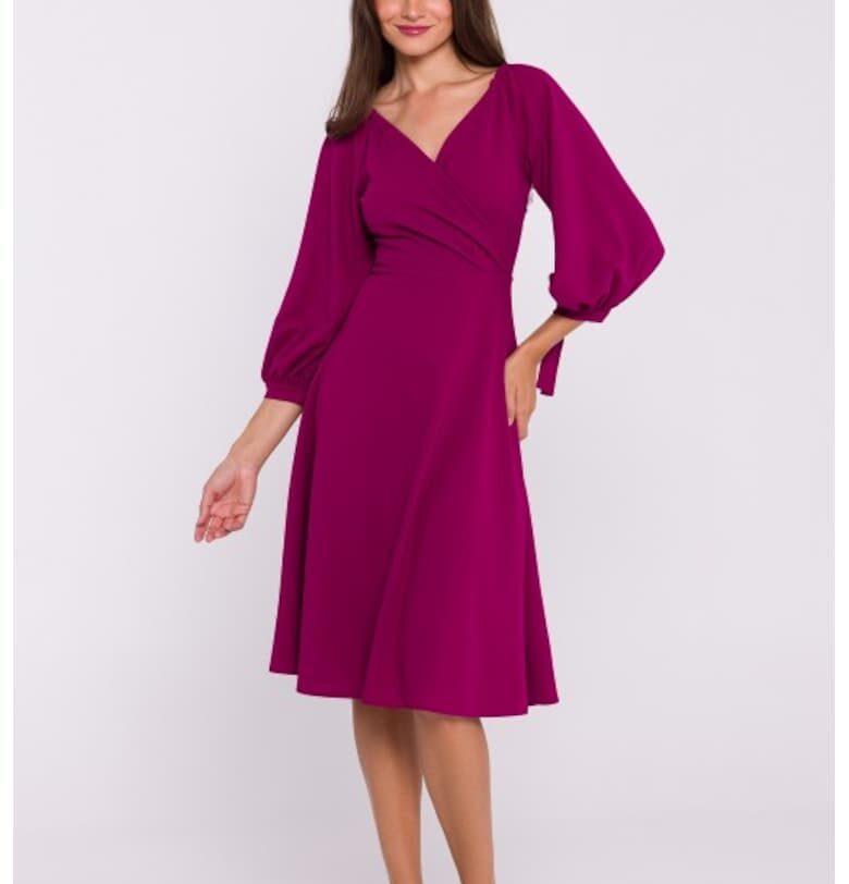 Разкроена рокля с вързани ръкави Stylove