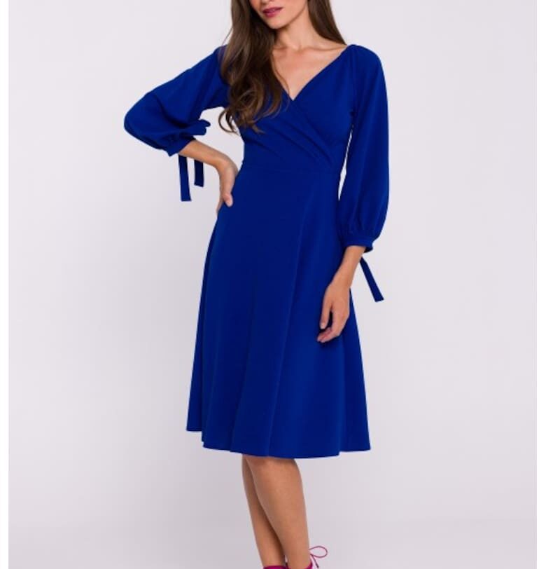 Разкроена рокля с вързани ръкави Stylove