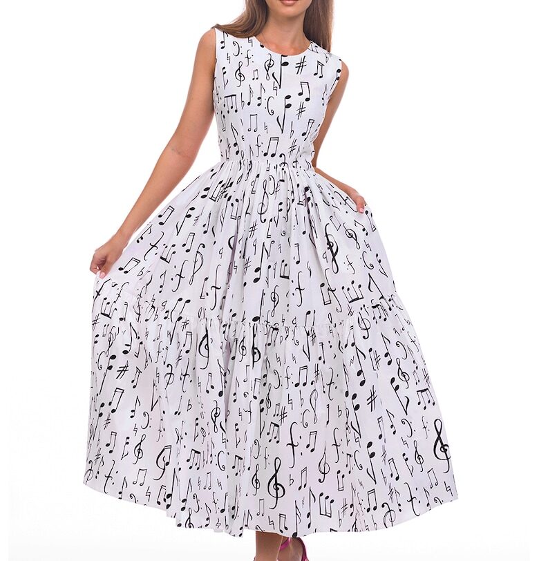 Разкроена рокля с джобове встрани - без ръкави CAMISSI