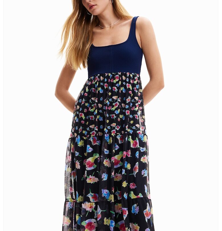 Разкроена рокля с принт DESIGUAL