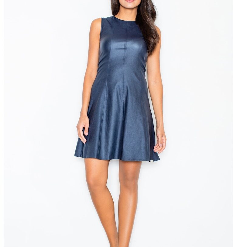 Разкроена рокля -  тъмносиньо - вискоза - Figl