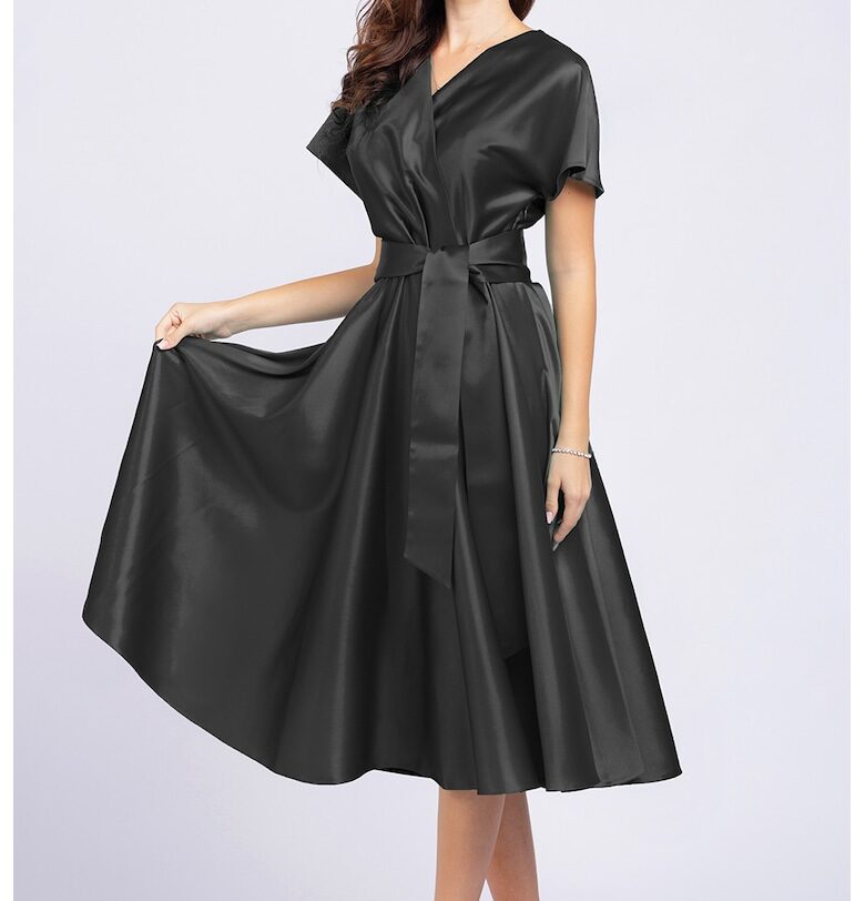 Разкроена сатинирана миди рокля CAMISSI