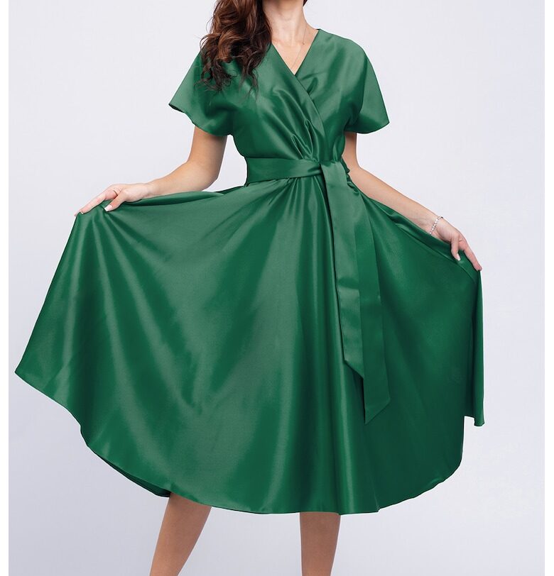 Разкроена сатинирана миди рокля CAMISSI