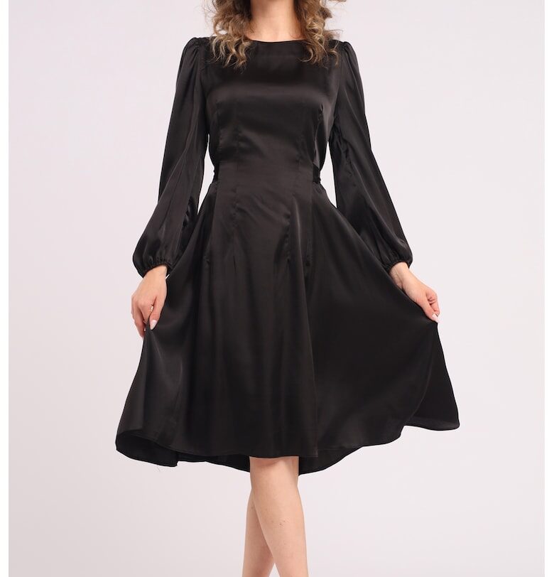 Разкроена сатинирана миди рокля CAMISSI