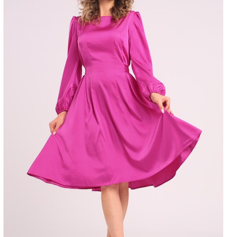 Разкроена сатинирана миди рокля CAMISSI