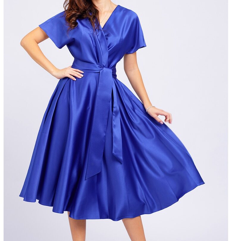 Разкроена сатинирана миди рокля CAMISSI