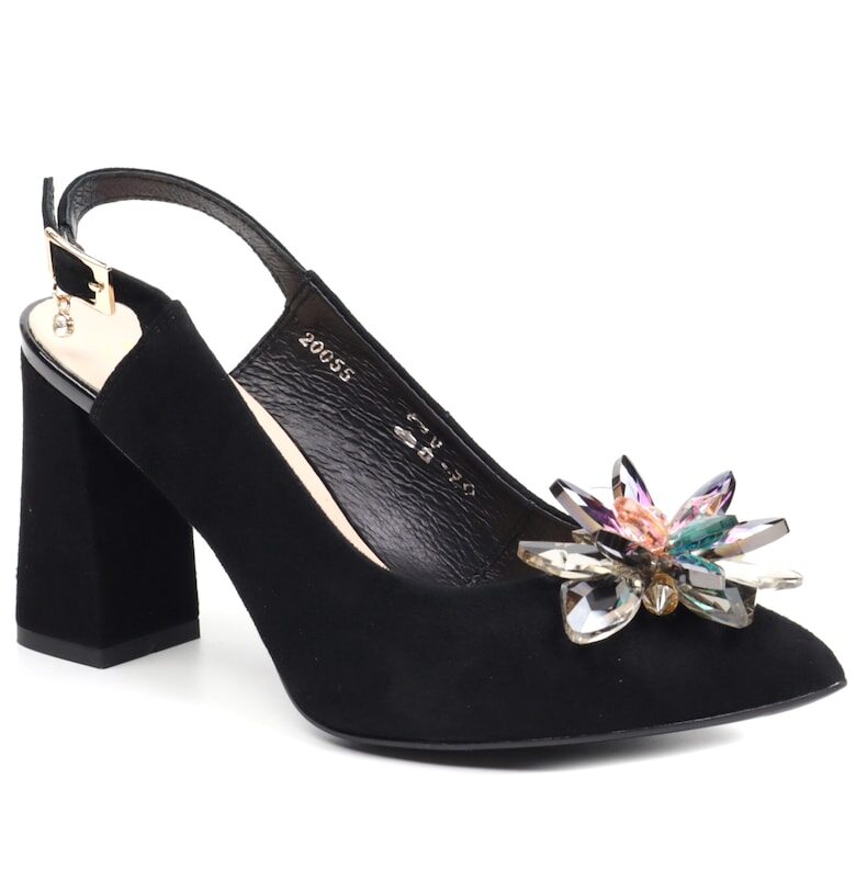 Разкроени дамски обувки 20055 черен велур Sala