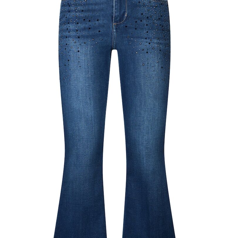 Разкроени дънки капри с декоративни камъни - Тъмносин/Петролно синьо Liu Jo