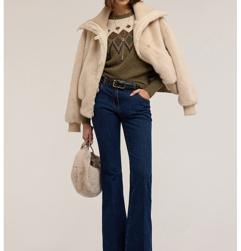 Разкроени дънки с 5 джоба - Тъмносин Motivi