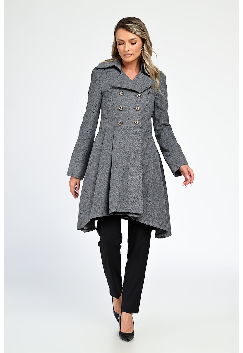 Разкроено палто Nasturi с вълна - Сив меланж GIORGAL