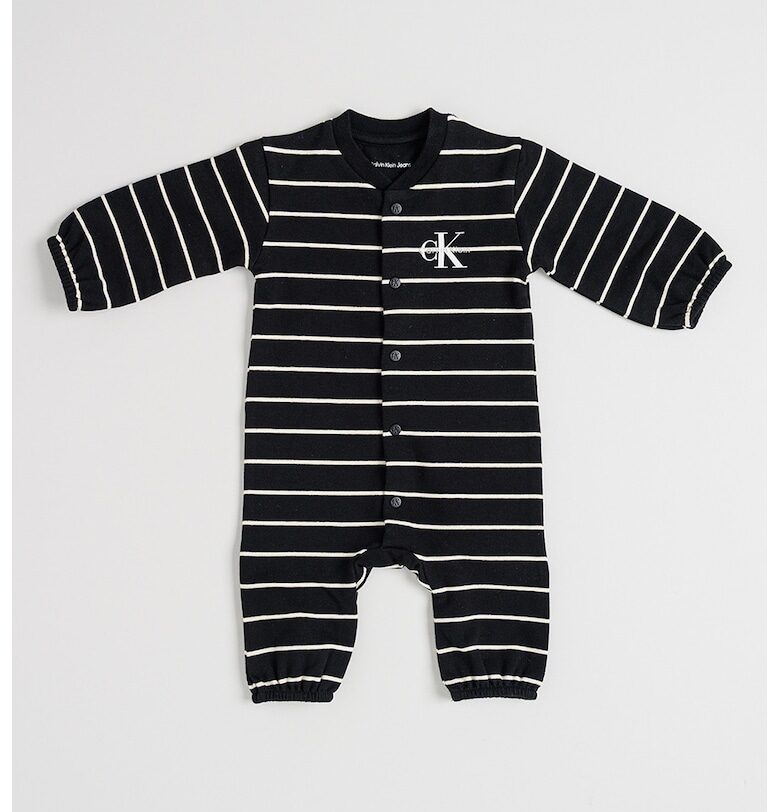 Раиран гащеризон с памук - Бял/Черен CALVIN KLEIN