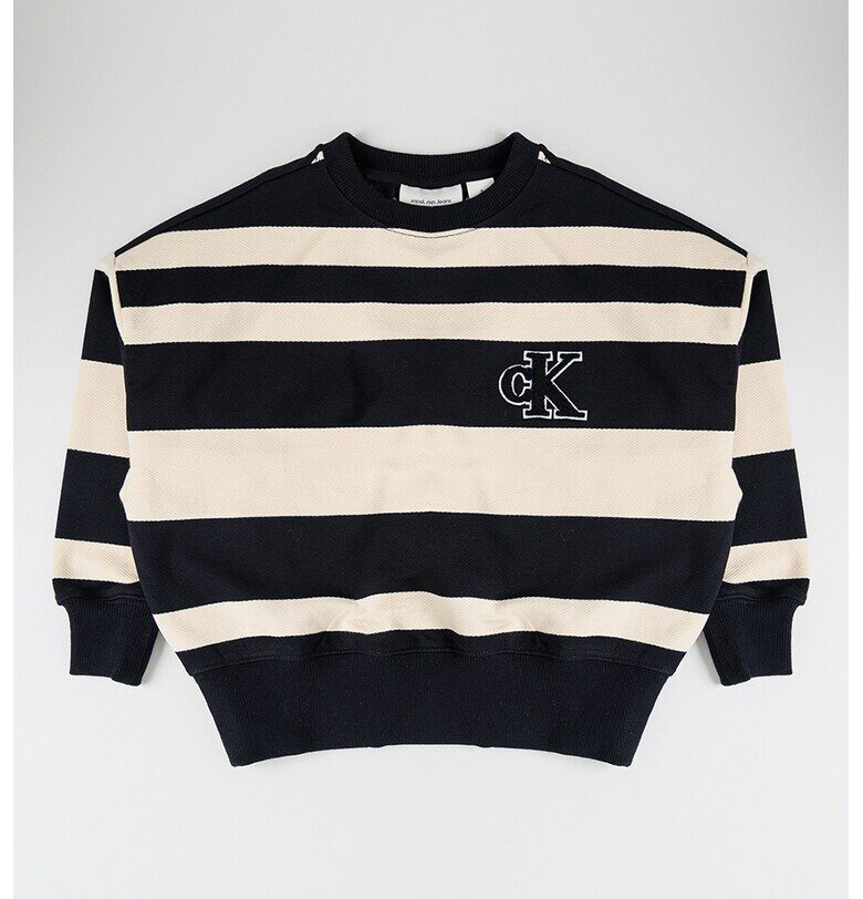 Раиран суитшърт с лого - Черен/Бежов CALVIN KLEIN