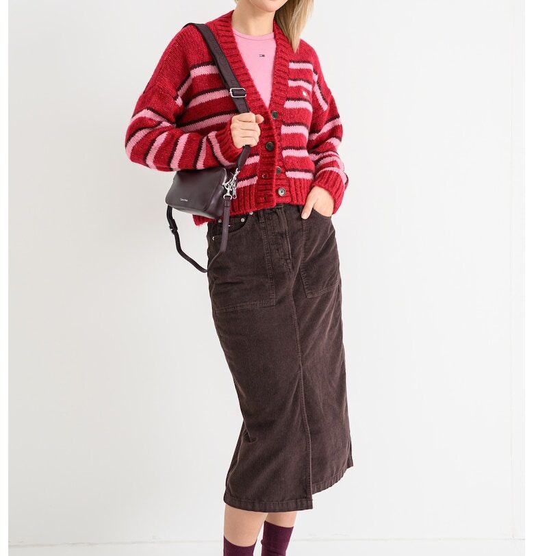 Раирана жилетка с шпиц - Червен/Коняк кафяв/Розово Tommy Jeans