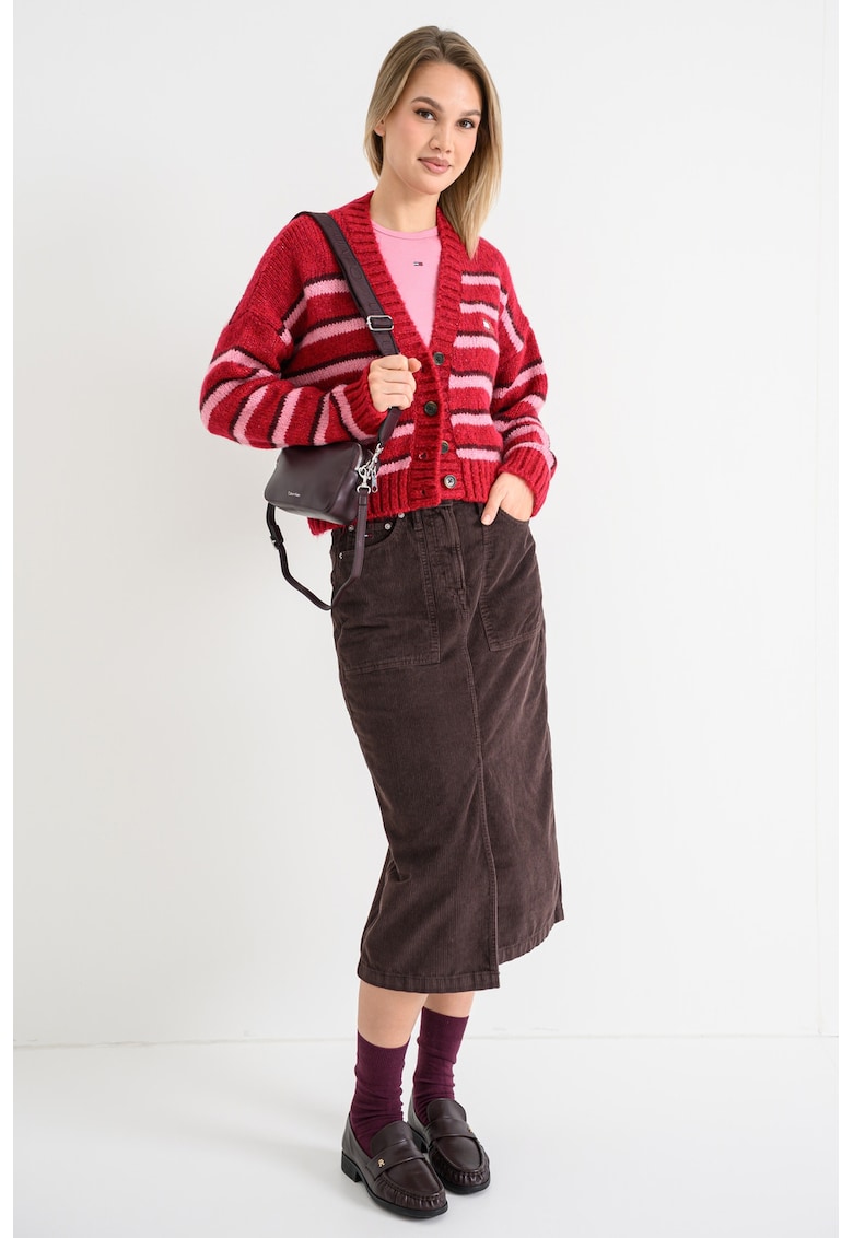 Раирана жилетка с шпиц - Червен/Коняк кафяв/Розово Tommy Jeans