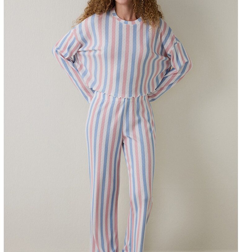 Раирана пижама с къдрави краища - Червен/Бял/Син Penti