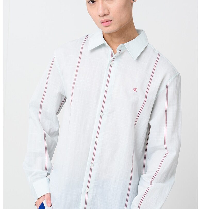 Раирана риза - Тъмночервен/Бледозелен CALVIN KLEIN