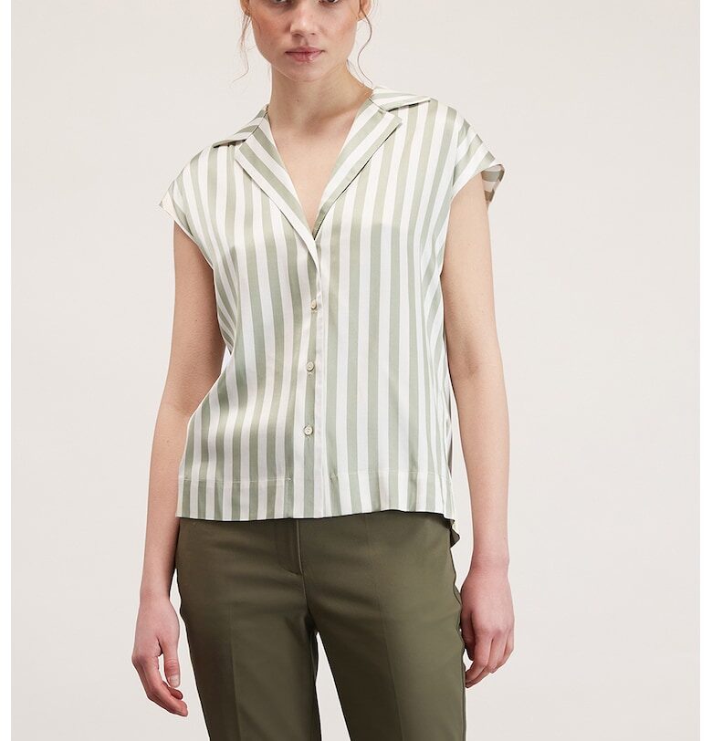 Раирана риза с къси ръкави - Бял/Зелени аспержи Motivi