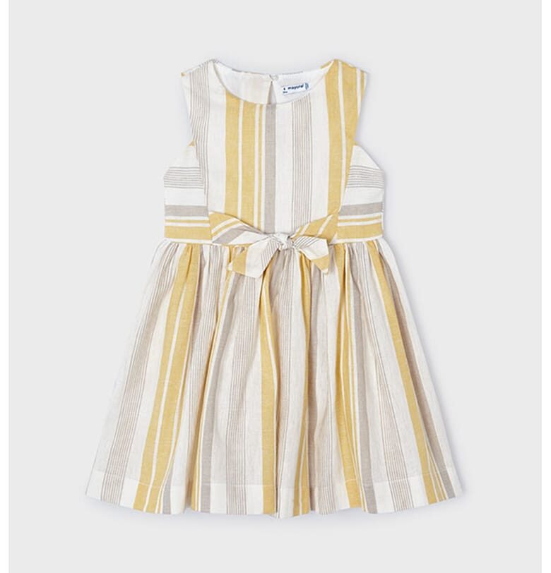 Раирана рокля с лен - лиосел и панделка отзад Mayoral