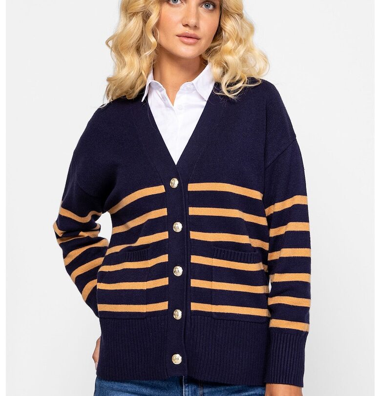 Раирана свободна жилетка с паднали ръкави Heavy Tools